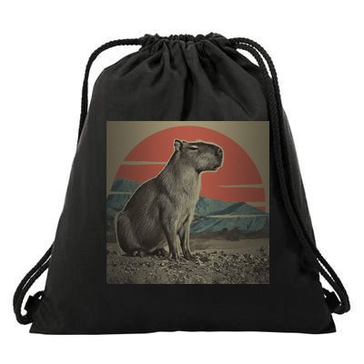 Vintage Capybara Retro Capybara Drawstring Bag