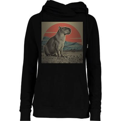 Vintage Capybara Retro Capybara Womens Funnel Neck Pullover Hood