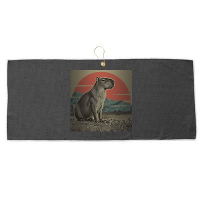 Vintage Capybara Retro Capybara Large Microfiber Waffle Golf Towel