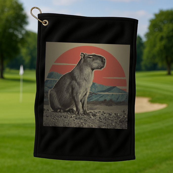 Vintage Capybara Retro Capybara Golf Towel