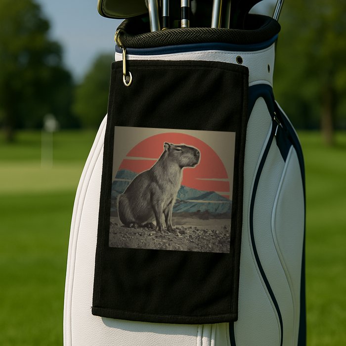 Vintage Capybara Retro Capybara Golf Towel