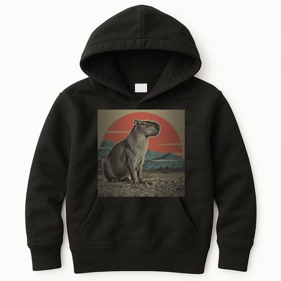 Vintage Capybara Retro Capybara Kids Hoodie