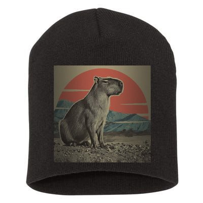 Vintage Capybara Retro Capybara Short Acrylic Beanie