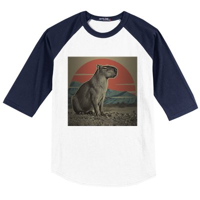 Vintage Capybara Retro Capybara Baseball Sleeve Shirt