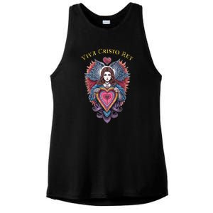 Viva Cristo Rey Sacred Heart Roman Catholic Ladies PosiCharge Tri-Blend Wicking Tank