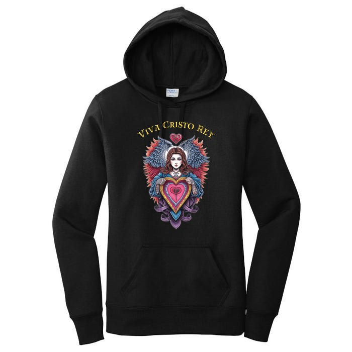 Viva Cristo Rey Sacred Heart Roman Catholic Women's Pullover Hoodie