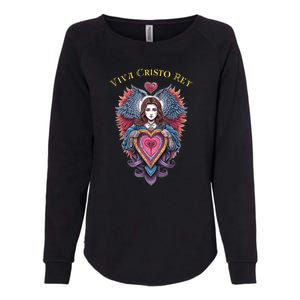 Viva Cristo Rey Sacred Heart Roman Catholic Womens California Wash Sweatshirt