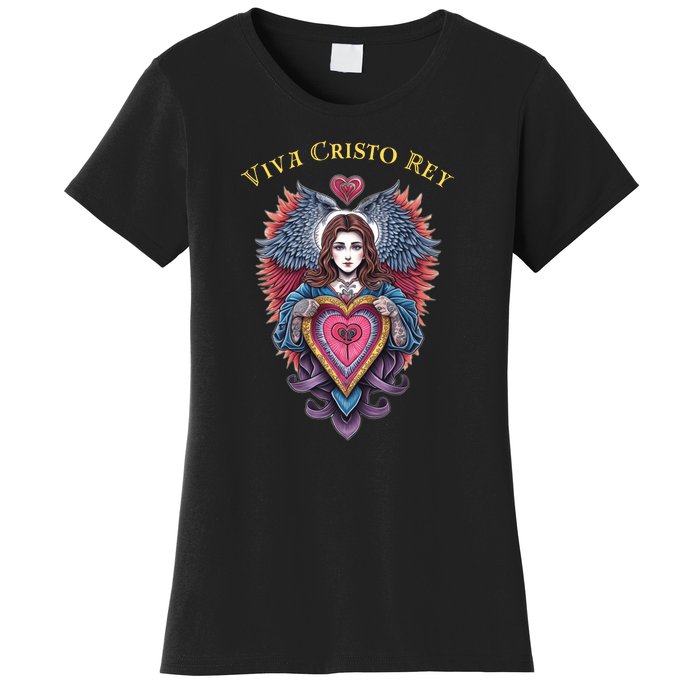 Viva Cristo Rey Sacred Heart Roman Catholic Women's T-Shirt