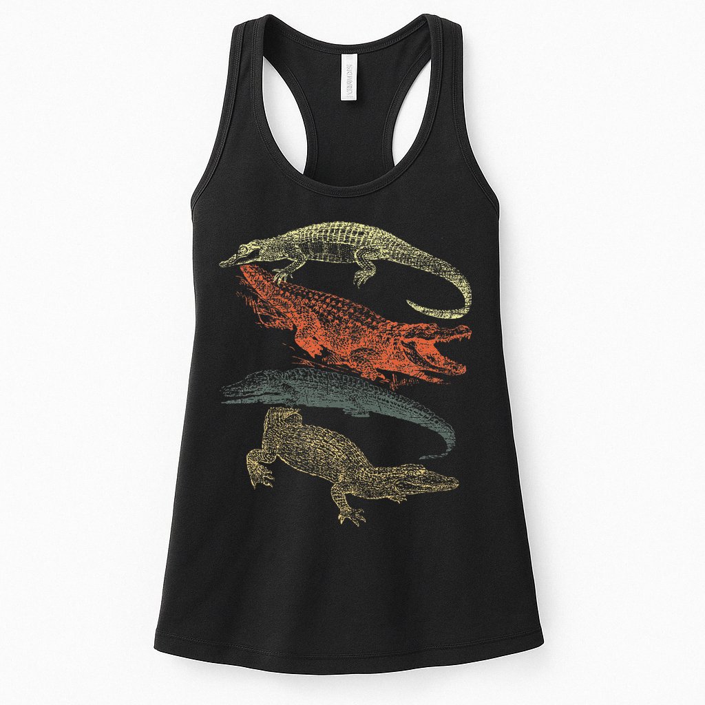 Vintage Crocodiles Retro Crocodile Womens Tank Top