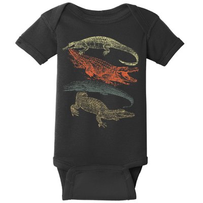 Vintage Crocodiles Retro Crocodile Baby Bodysuit
