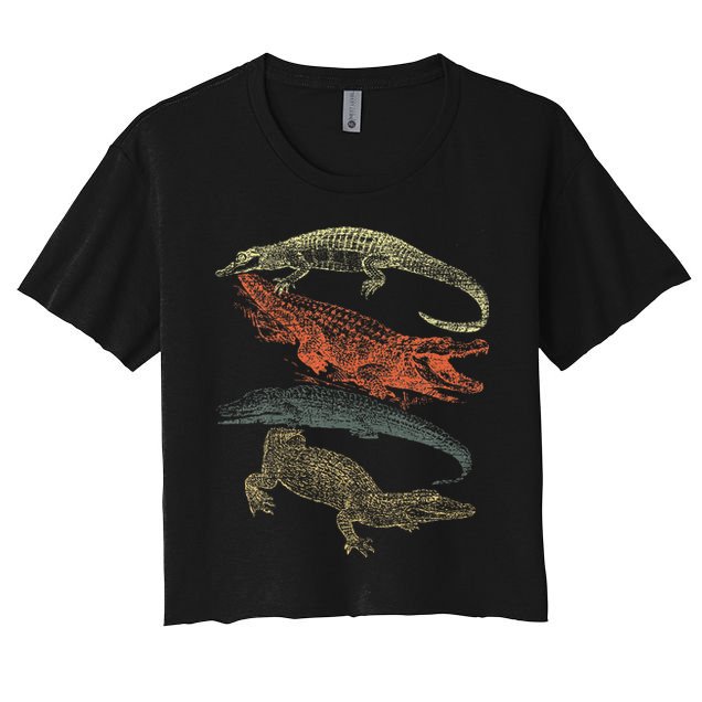 Vintage Crocodiles Retro Crocodile Crop Top