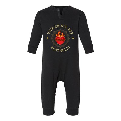 Viva Cristo Rey Roman Catholic Gift Infant Fleece One Piece