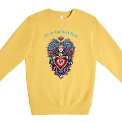 Viva Cristo Rey Sacred Heart Roman Catholic Premium Crewneck Sweatshirt