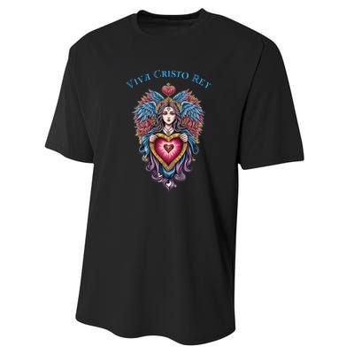 Viva Cristo Rey Sacred Heart Roman Catholic Performance Sprint T-Shirt