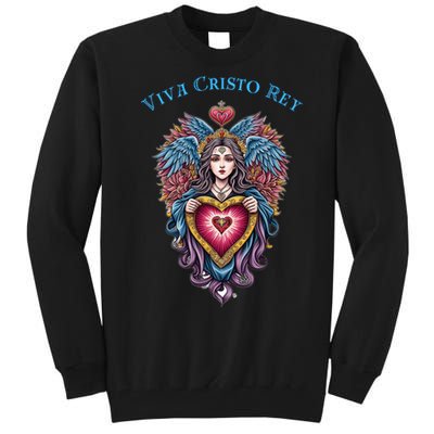 Viva Cristo Rey Sacred Heart Roman Catholic Tall Sweatshirt