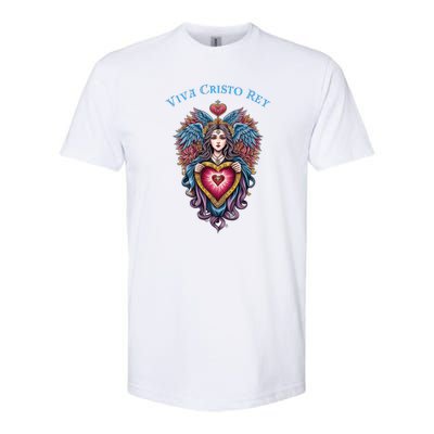 Viva Cristo Rey Sacred Heart Roman Catholic Softstyle CVC T-Shirt