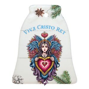 Viva Cristo Rey Sacred Heart Roman Catholic Ceramic Bell Ornament