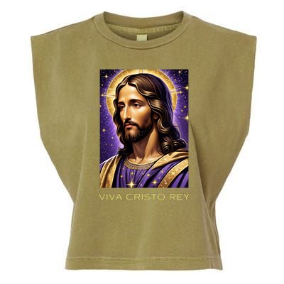 Viva Cristo Rey Catholic Jesus Christ The King Garment-Dyed Women's Muscle Tee