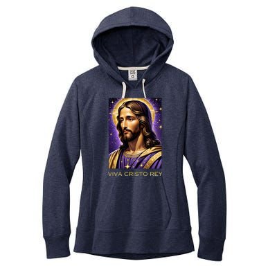 Viva Cristo Rey Catholic Jesus Christ The King Women's Fleece Hoodie