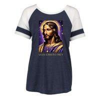 Viva Cristo Rey Catholic Jesus Christ The King Enza Ladies Jersey Colorblock Tee