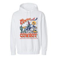 Vintage Cowhide Riding Cowboys Western Country Garment-Dyed Fleece Hoodie