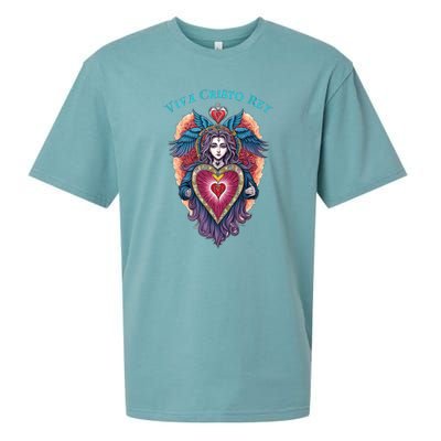 Viva Cristo Rey Sacred Heart Roman Catholic Sueded Cloud Jersey T-Shirt