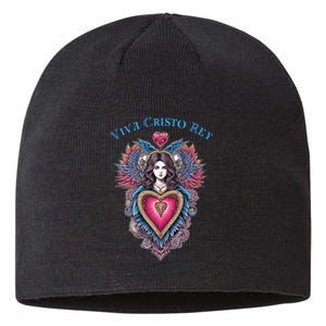 Viva Cristo Rey Sacred Heart Roman Catholic Sustainable Beanie