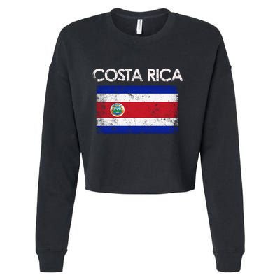 Vintage Costa Rica Rican Flag Pride Cool Gift Cropped Pullover Crew