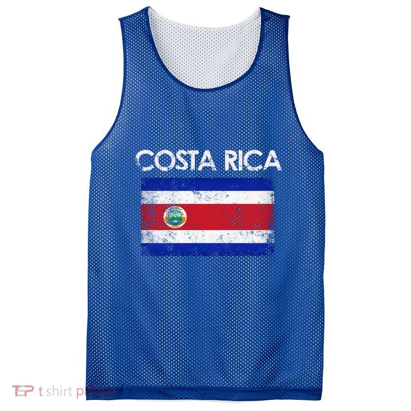 Vintage Costa Rica Rican Flag Pride Cool Gift Mesh Reversible Basketball Jersey Tank