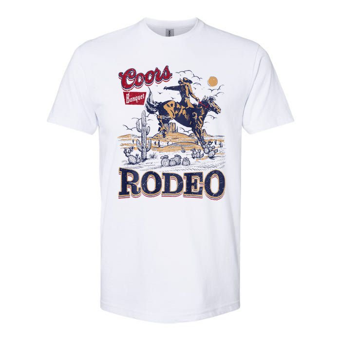 Vintage Cowhide Riding Cow Western Country Rodeo Softstyle CVC T-Shirt