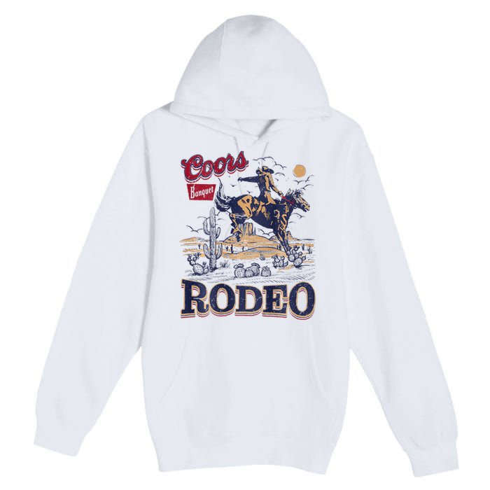 Vintage Cowhide Riding Cow Western Country Rodeo Premium Pullover Hoodie