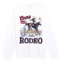 Vintage Cowhide Riding Cow Western Country Rodeo Premium Crewneck Sweatshirt