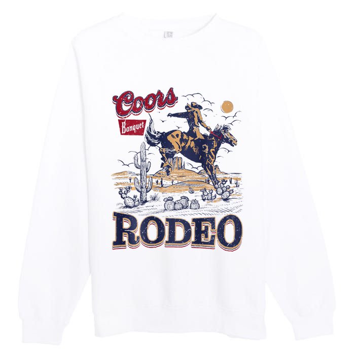 Vintage Cowhide Riding Cow Western Country Rodeo Premium Crewneck Sweatshirt