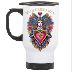 Viva Cristo Rey Sacred Heart Roman Catholic Stainless Steel Travel Mug