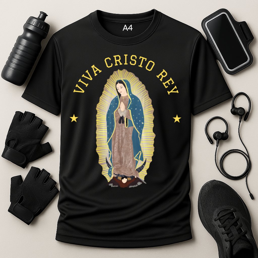 Viva Cristo Rey Our Lady Of Guadalupe Roman Catholic Gift Cooling Performance Crew T-Shirt