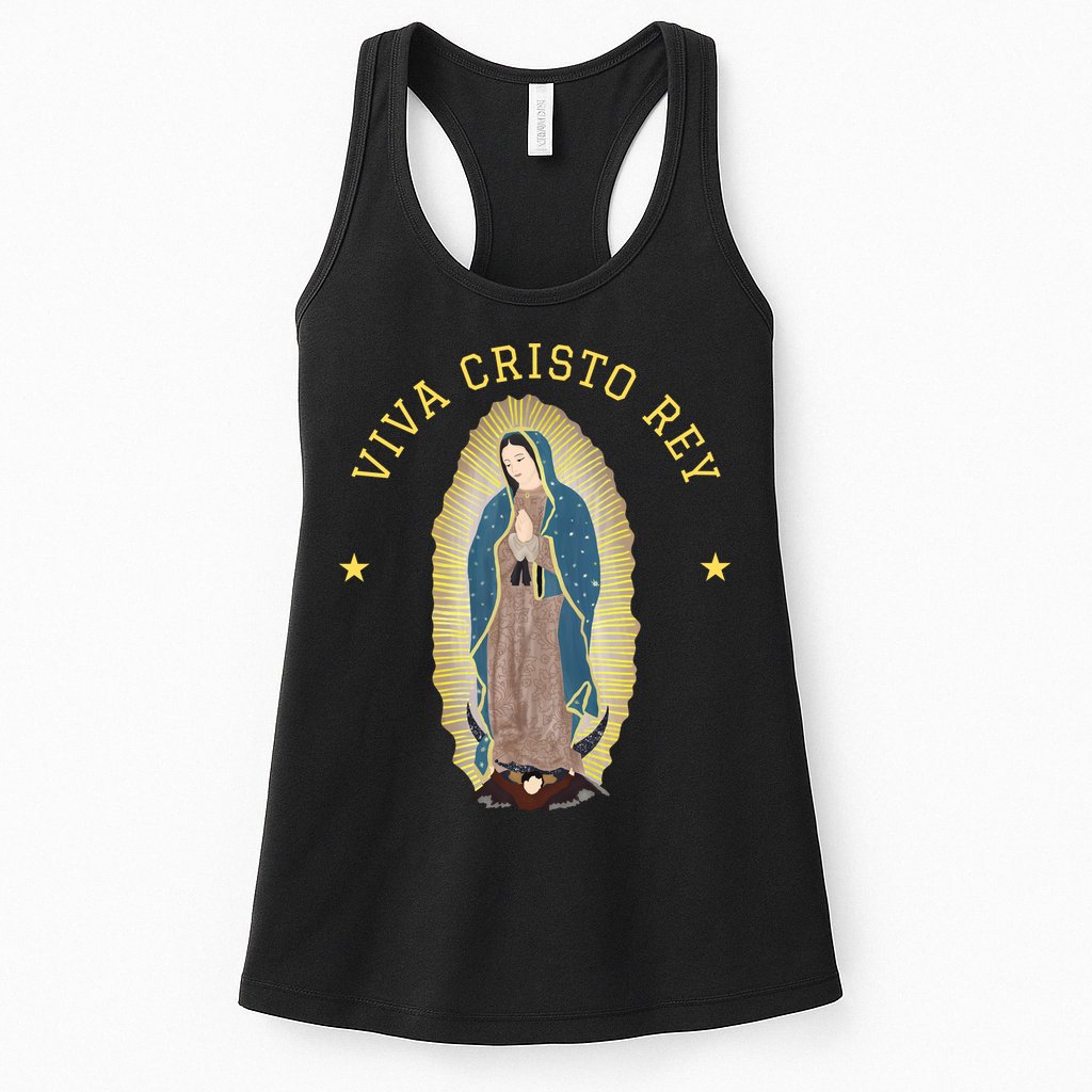 Viva Cristo Rey Our Lady Of Guadalupe Roman Catholic Gift Womens Tank Top