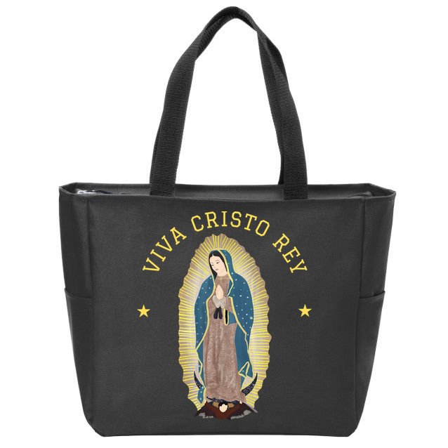 Viva Cristo Rey Our Lady Of Guadalupe Roman Catholic Gift Zip Tote Bag
