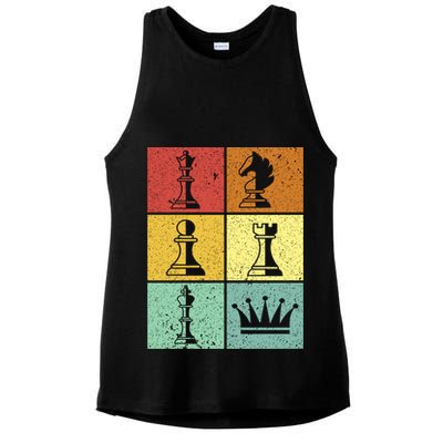 Vintage Colorful Retro Chess Gaming Cool Gift Ladies PosiCharge Tri-Blend Wicking Tank