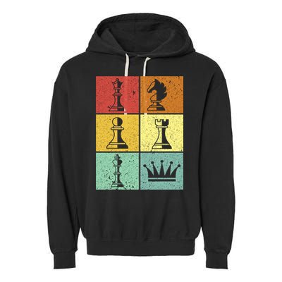 Vintage Colorful Retro Chess Gaming Cool Gift Garment-Dyed Fleece Hoodie