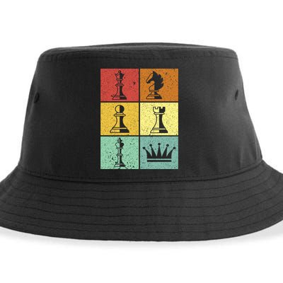 Vintage Colorful Retro Chess Gaming Cool Gift Sustainable Bucket Hat