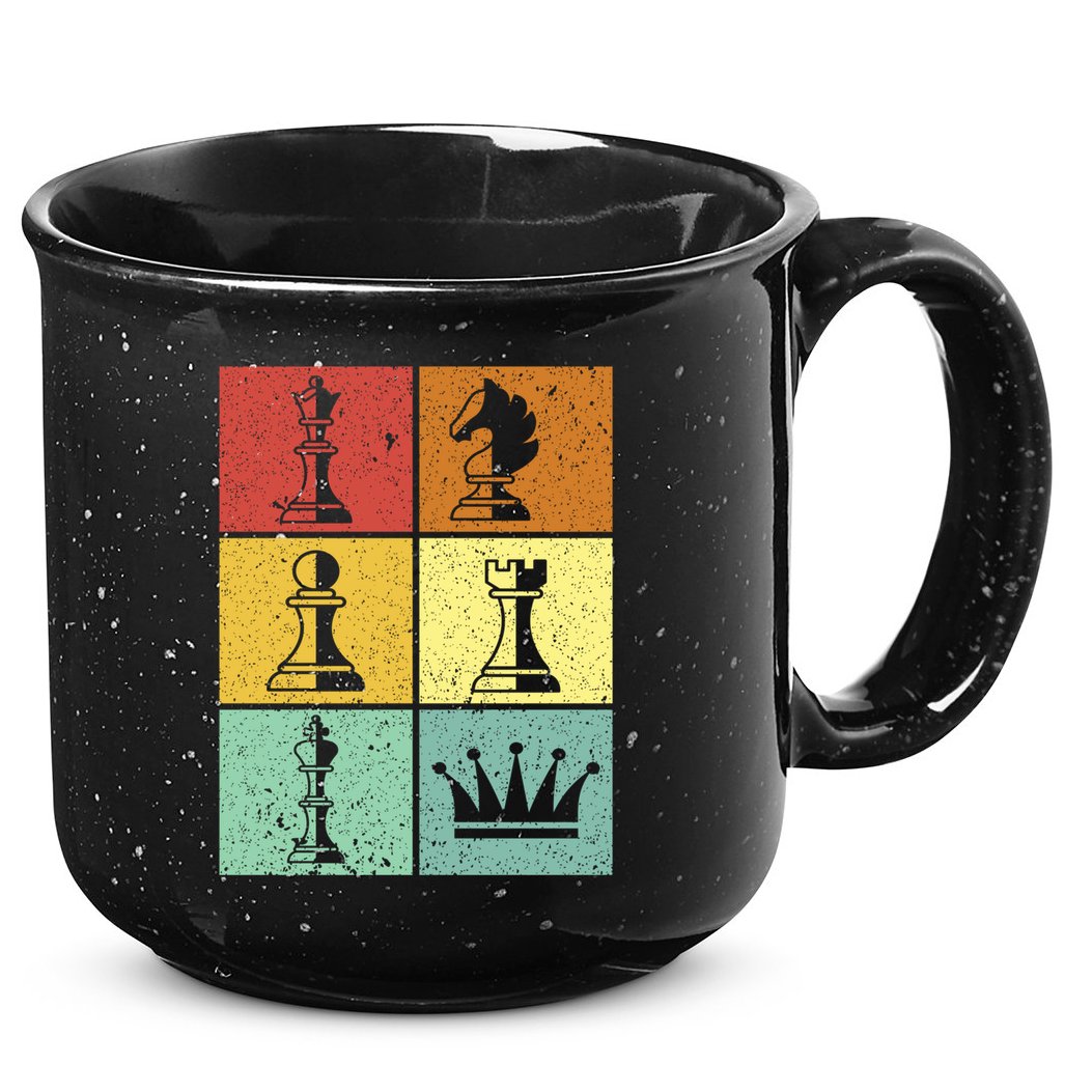 Vintage Colorful Retro Chess Gaming Cool Gift 15oz Campfire Ceramic Mug