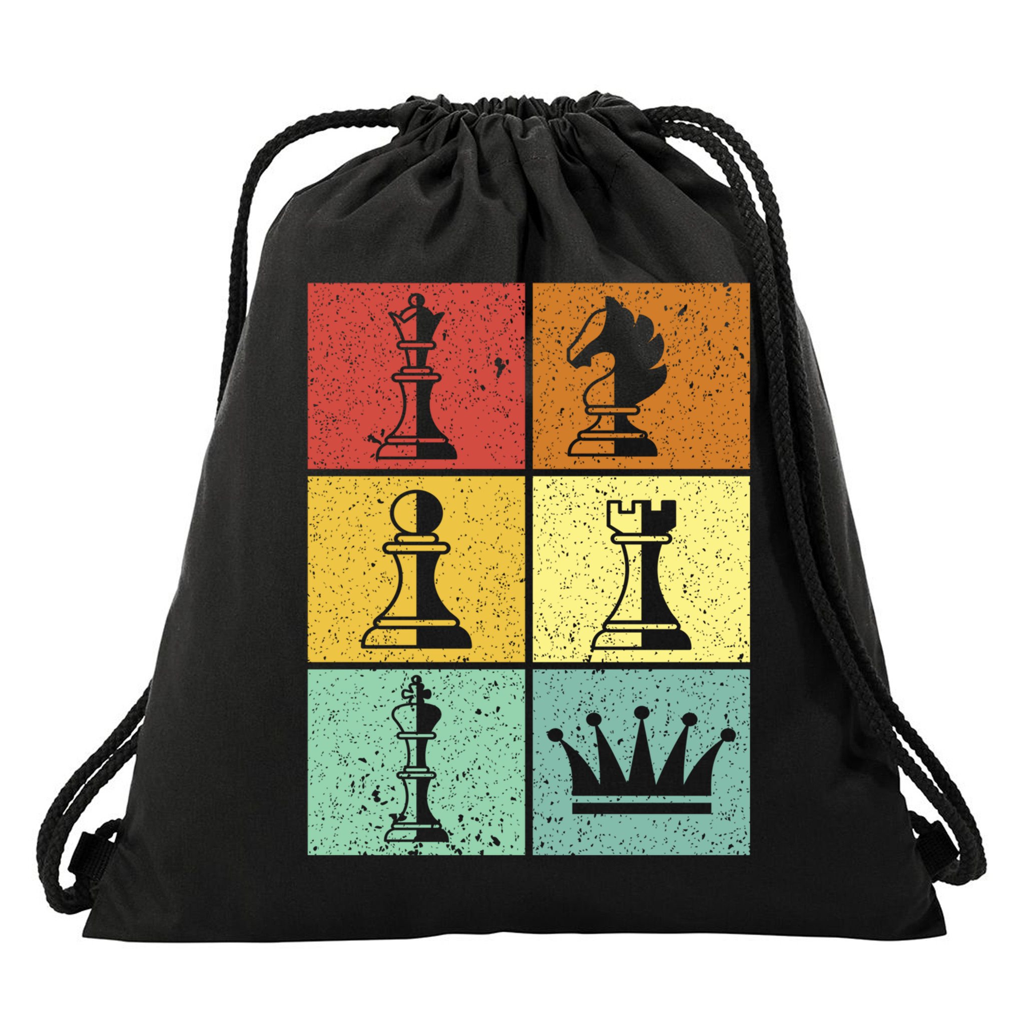Vintage Colorful Retro Chess Gaming Cool Gift Drawstring Bag