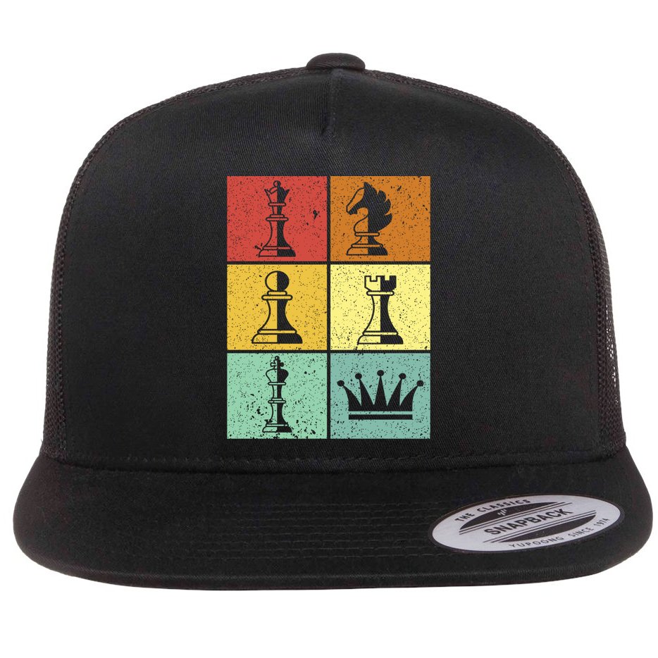 Vintage Colorful Retro Chess Gaming Cool Gift Flat Bill Trucker Hat