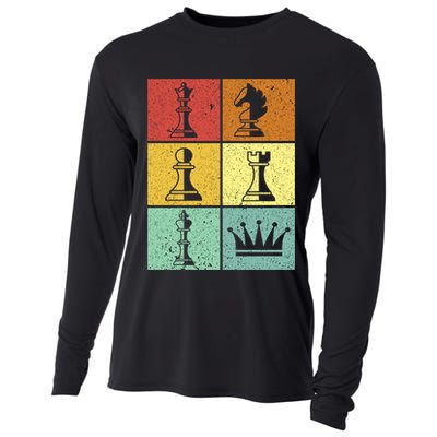 Vintage Colorful Retro Chess Gaming Cool Gift Cooling Performance Long Sleeve Crew