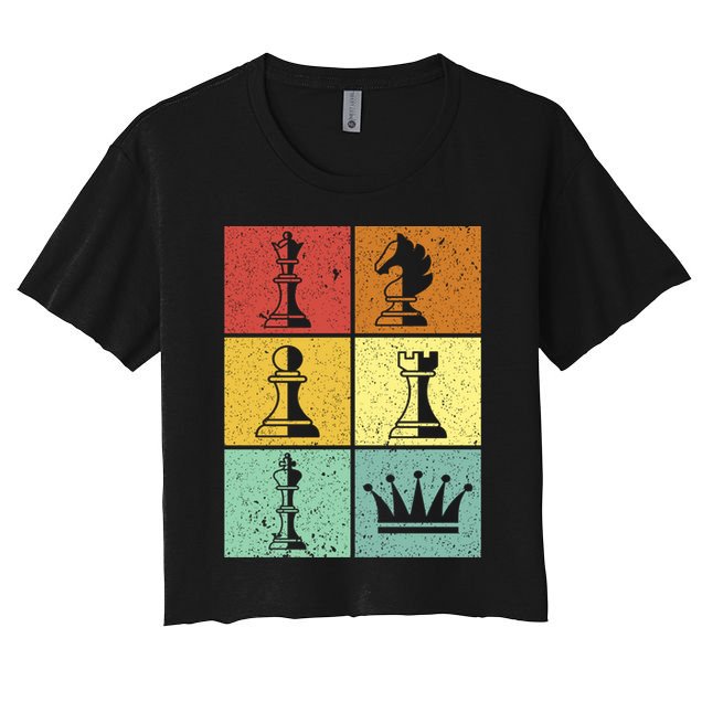 Vintage Colorful Retro Chess Gaming Cool Gift Crop Top