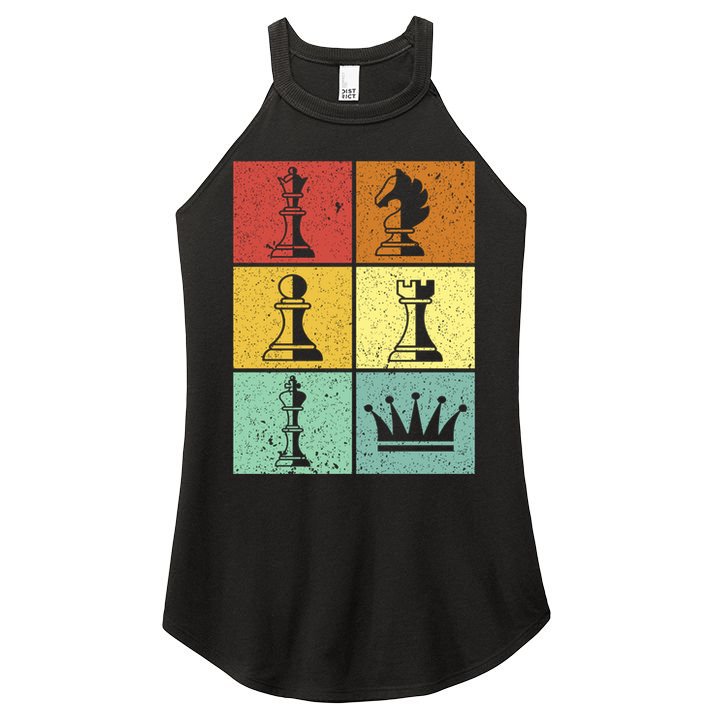 Vintage Colorful Retro Chess Gaming Cool Gift Women's Perfect Tri Rocker Tank