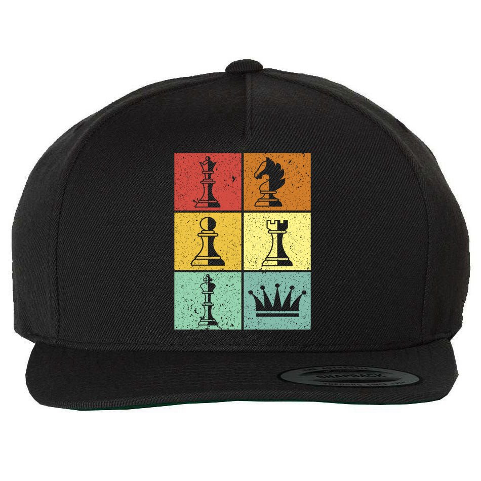 Vintage Colorful Retro Chess Gaming Cool Gift Wool Snapback Cap