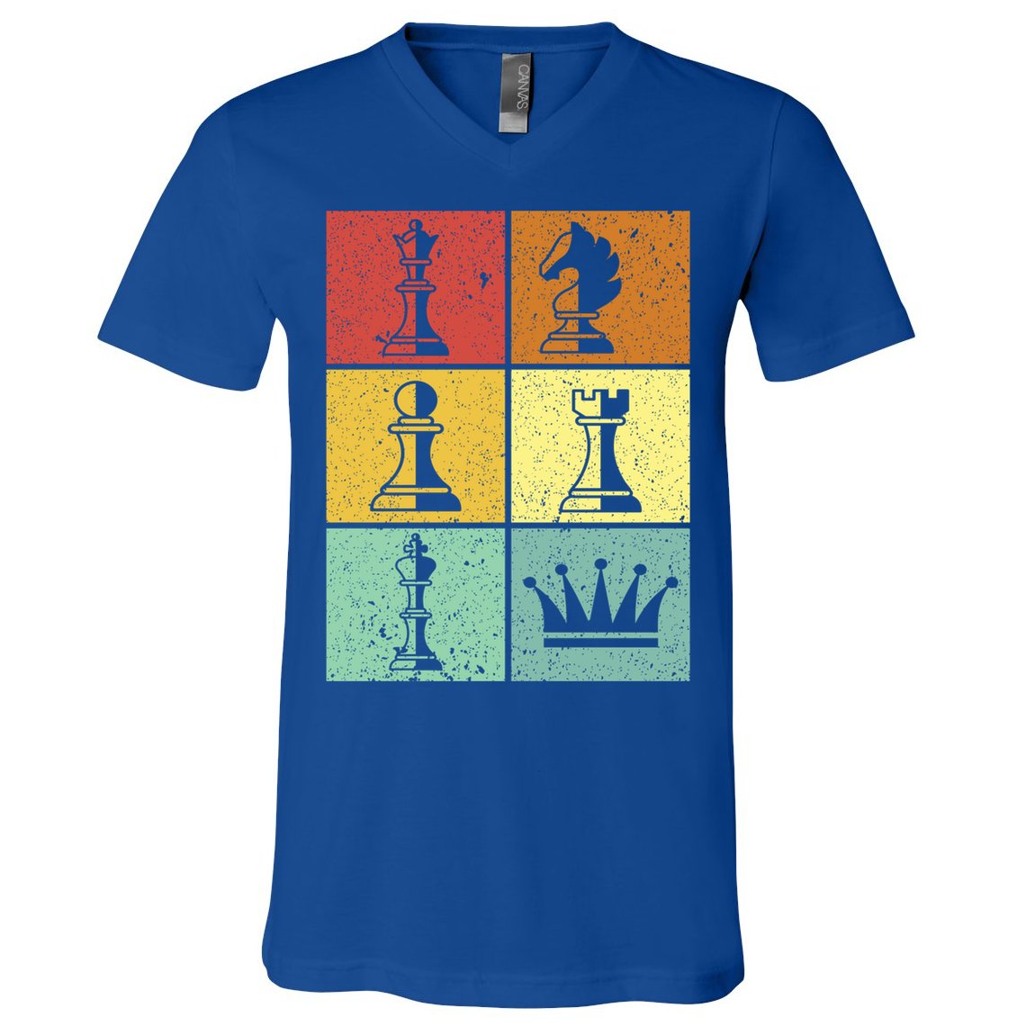 Vintage Colorful Retro Chess Gaming Cool Gift V-Neck T-Shirt