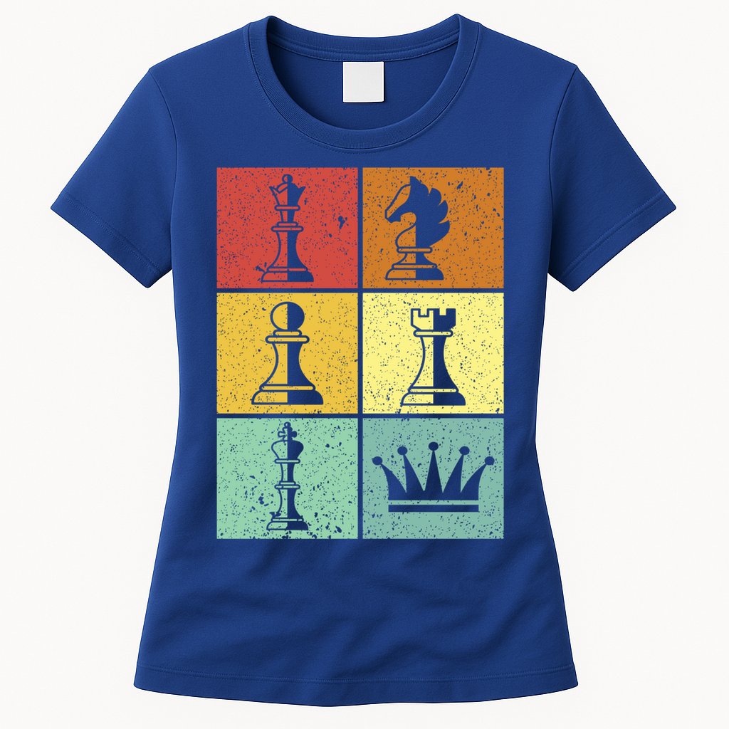 Vintage Colorful Retro Chess Gaming Cool Gift Womens T-Shirt