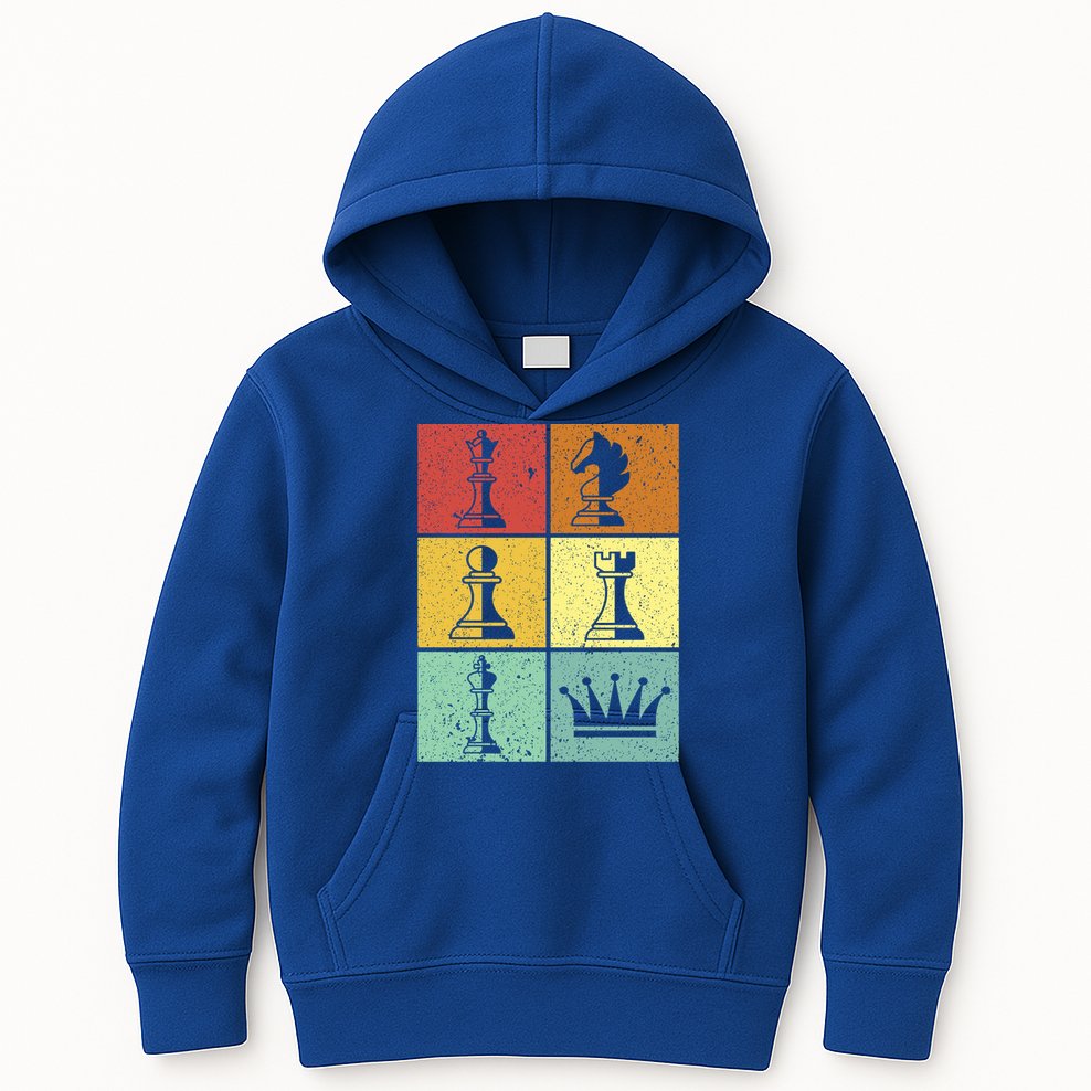Vintage Colorful Retro Chess Gaming Cool Gift Kids Hoodie
